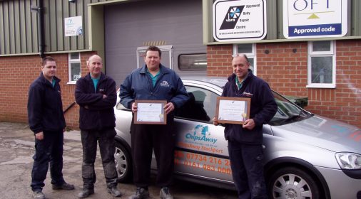 chipsaway specialists holding a certificate