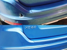 Blue car repair before and after