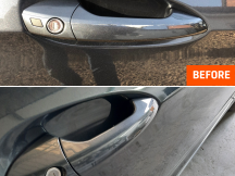 grey car door handle scratch before and after repair