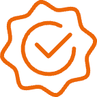 orange tick in a circle shape