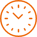 orange analogue clock with no background