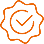orange tick in a circle shape