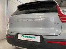 Rear of Grey Volvo with repaired rear door